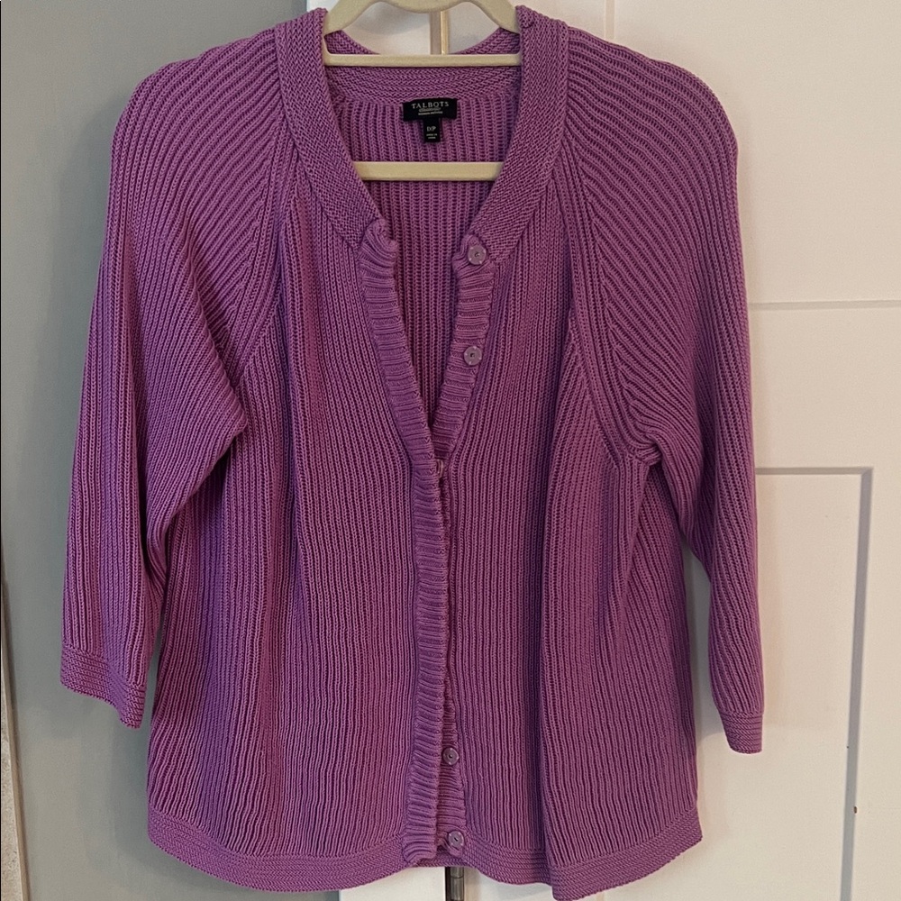 Talbots Lavender Cardigan Sweater